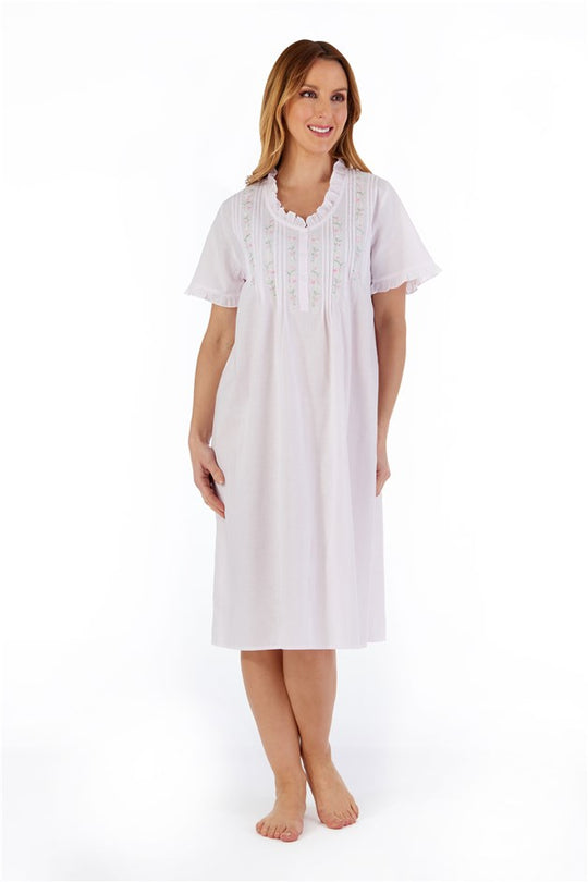 Embroidered Pintuck and Ruffle 42" Woven Nightdress ND55251