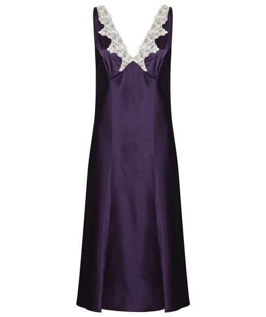 Luxury Satin 48" Nightdress with Lace Applique GL2765