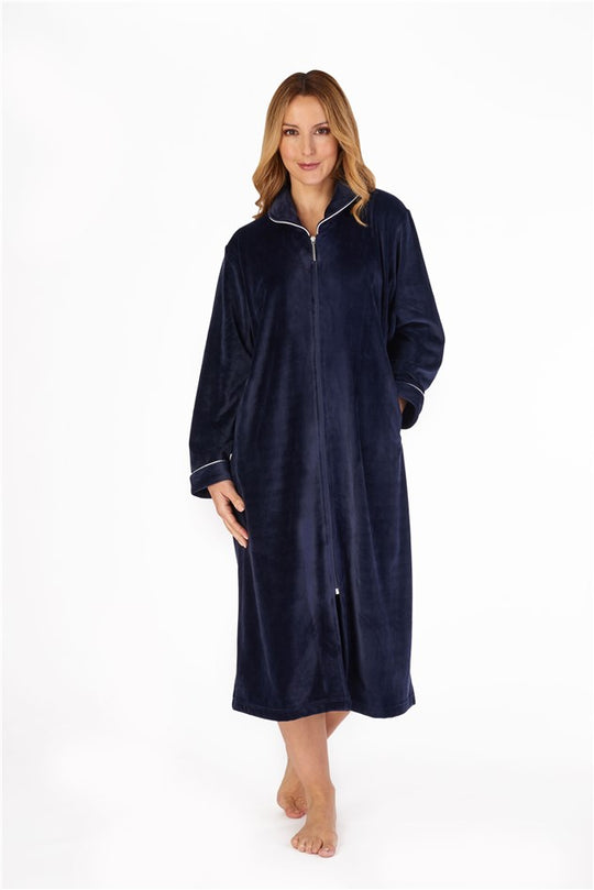 Luxury Solid Colour Velvet 46" Zip Through Housecoat GL4720