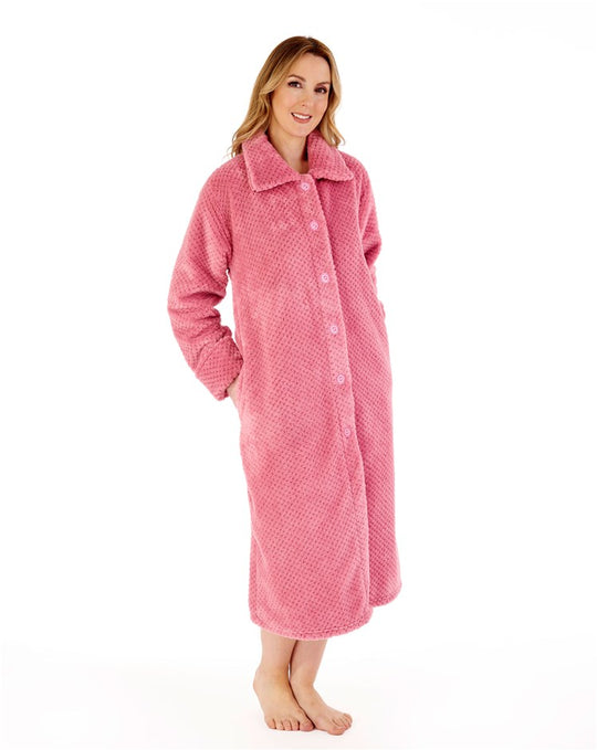 Luxury Waffle Fleece 46" Button Through Housecoat HC4327