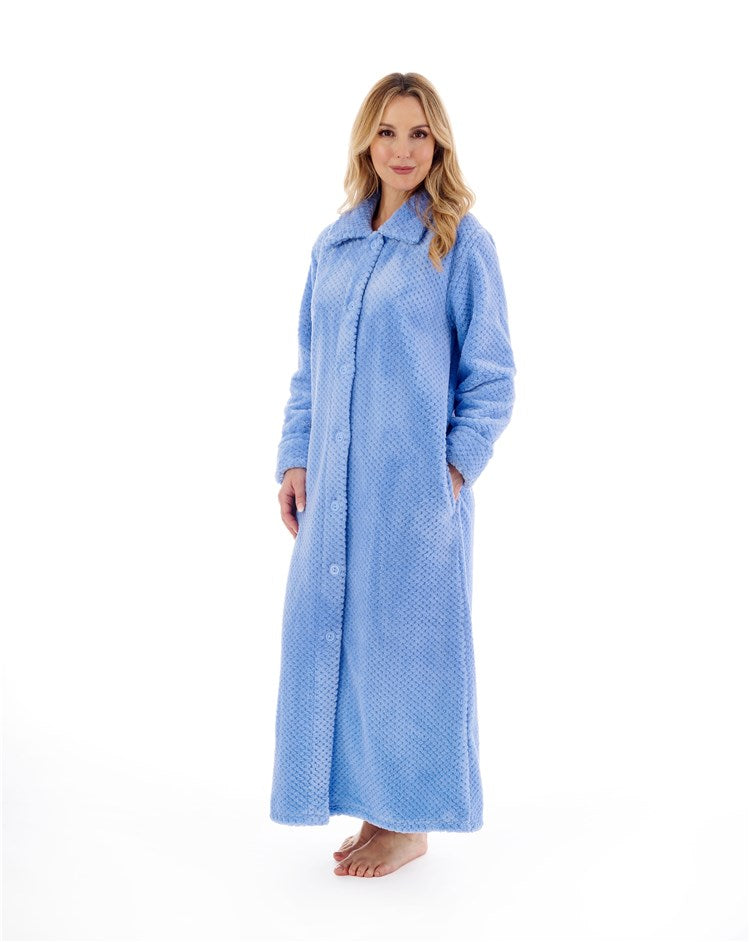 Buy Blue Stripe Fleece Dressing Gown M | Dressing gowns | Tu