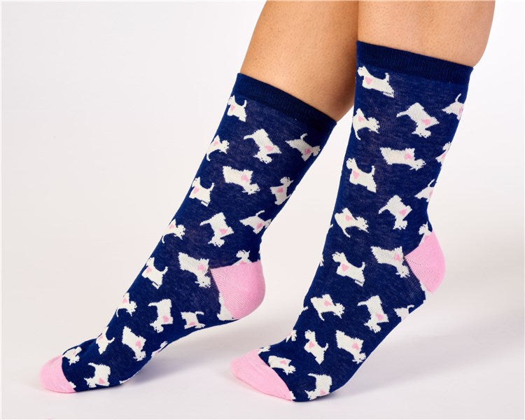 Scottie Dog and Heart Socks (2 Pair Pack) LS175
