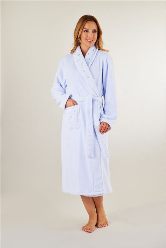 Embroidered Coral Fleece 46" Shawl Collar Wrap HC8307