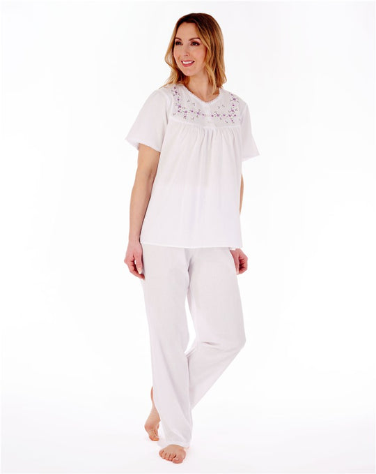 Embroidered Yoke Woven Pyjama Set PJ3271