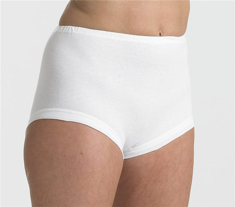 Ladies 100% Cotton Interlock Cuff Leg Panties in White - Prime