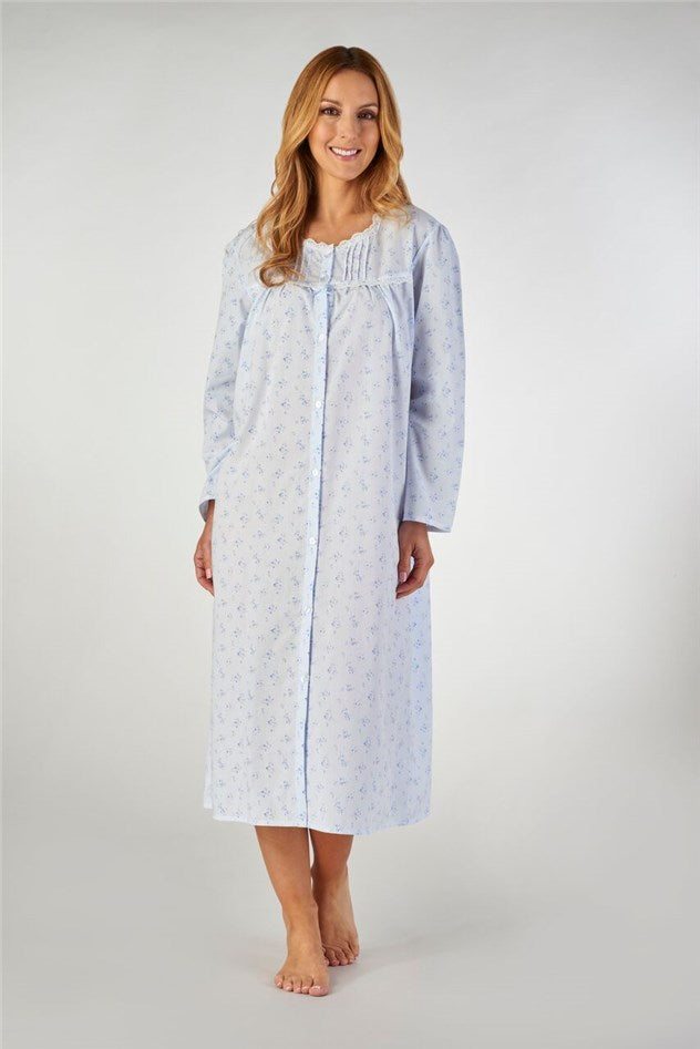 Slenderella Long Sleeved Button Down Floral Nightdress ND2202