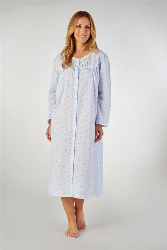 Floral Sprig 46" Button Through Woven Nightdress ND2202