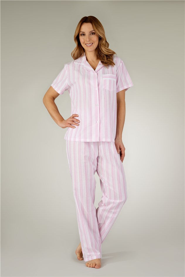 Slenderella Pastel Stripe Seersucker Tailored Pyjama PJ3223