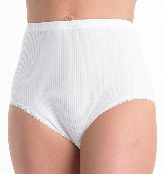 Slenderella White Ribbed Brief BF7