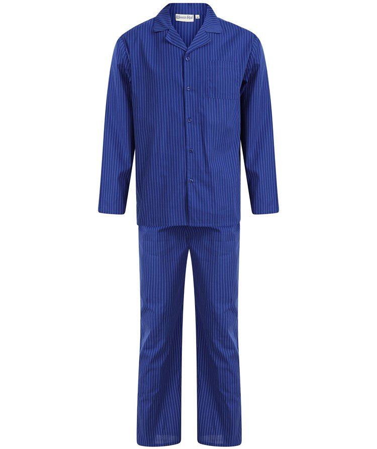 Stripe Woven Cotton Tailored Blue Pyjama WR66826